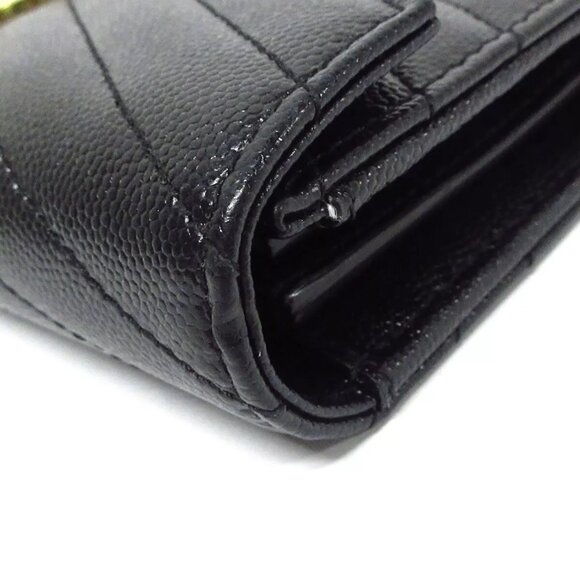 100% Authentic SAINT LAURENT PARIS - 372264 Black Gold Leather Long Wallet - Picture 3 of 8